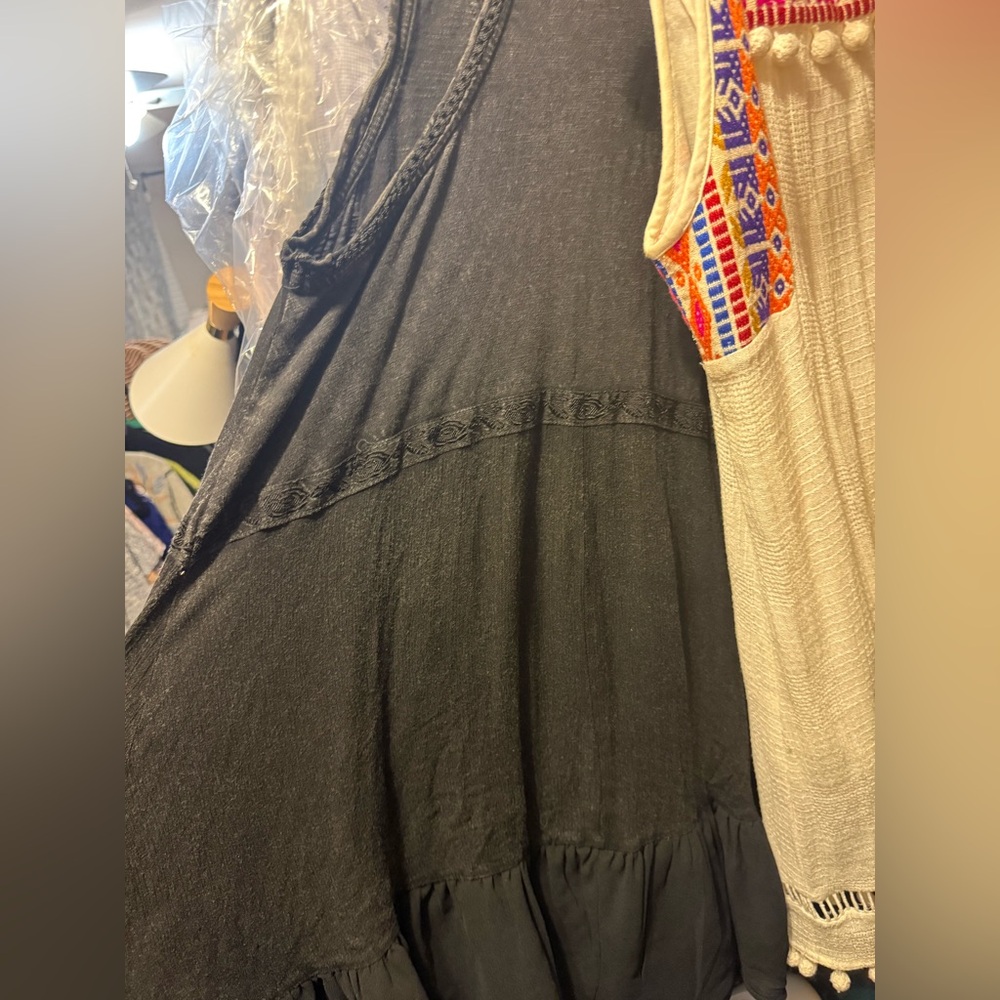 Free People Black and Gold Mini Summer Daze Dress - Picture 6 of 9